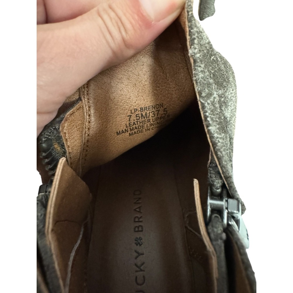 Lucky Brand Suede Winter‎ Casual Side Zip Low Heel Ankle Boots 7.5 Brown Gray - Picture 12 of 12
